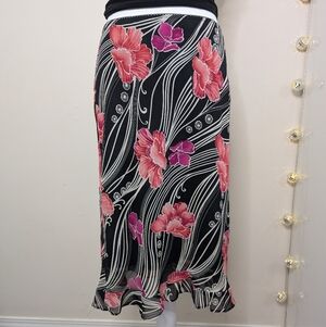 Rampage Black and Pink Floral Skirt